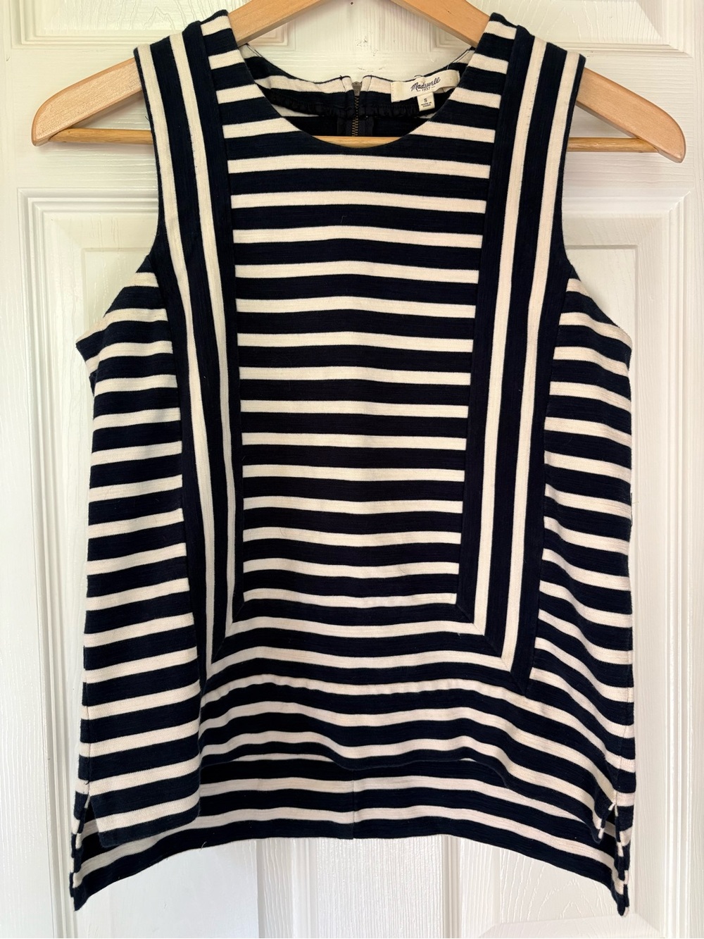 Madewell Frameset Blue and Ivory Striped zipper back women’s small